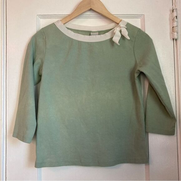 VTG Y2K Old Navy Mint Green Long Sleeve Cotton Top Kids XXL - Picture 1 of 5